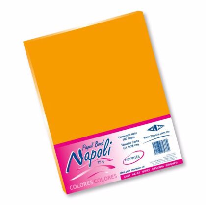 PAPEL BOND NAPOLI-CAPRI TAMAÑO CARTA 90G NARANJA