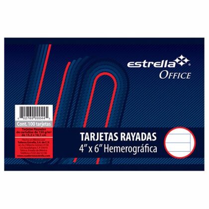 TARJETA ESTRELLA 4X6 HEMER RAYA CON 100