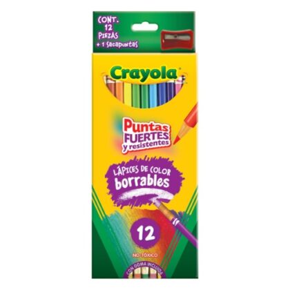 LÁPICES COLORES CRAYOLA BORRABLE CON 12