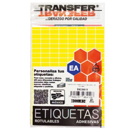 ETIQUETA TRANSFER B NO.8 AMARILLO 13X25 CON 504