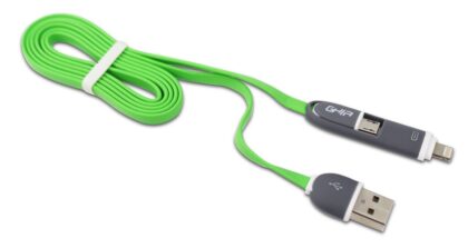 CABLE USB GHIA GAC-095 2 EN 1 VERDE/GRIS