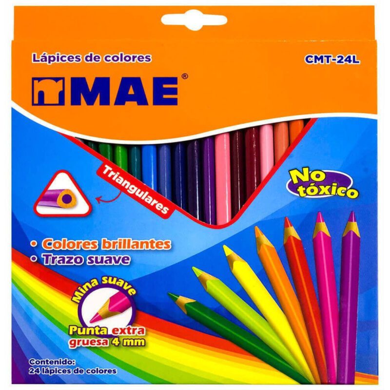 LÁPICES COLORES MAE TRIAN LARGO CON 24