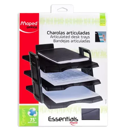 CHAROLA MAPED ESSENTIALS DESK GRIS HUMO DE TRES NIVELES TAMAÑO OFICIO