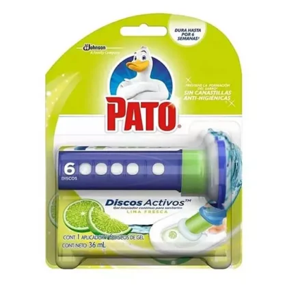 DISCOS ACTIVOS PATO PURIFIC EMPAQUE CON 1 DISPENSADOR MAS 6 DISCOS LIMA FRESCA