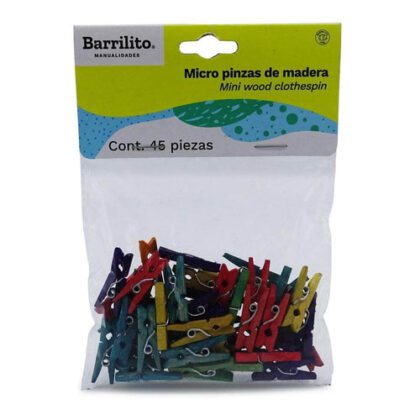 MICRO PINZA MADERA BARRILITO COLOR CON 45