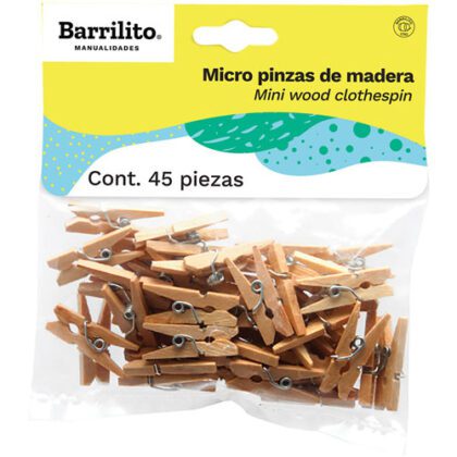 MICRO PINZA MADERA BARRILITO NATUR CON 45