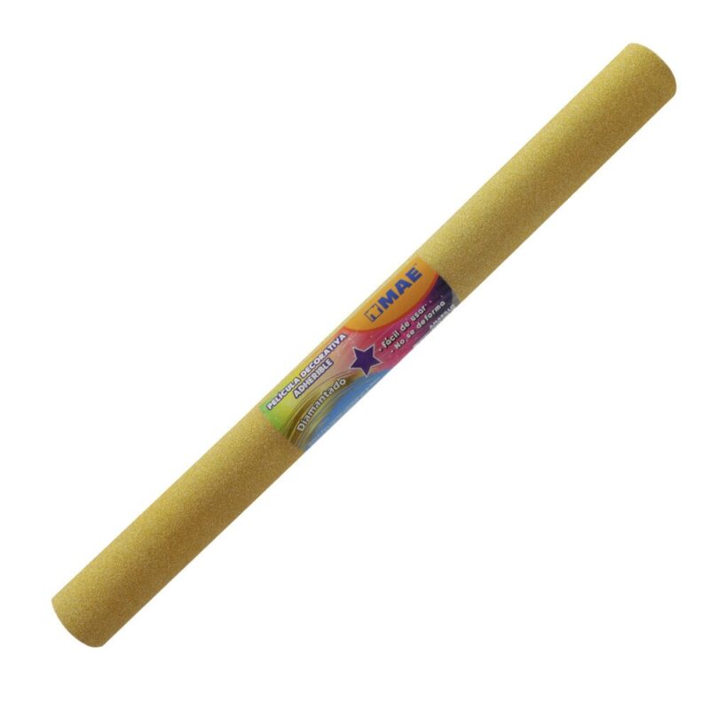 PLASTICO ADHERIBLE CON GLITTER MAE 45CMX3M AMARILLO