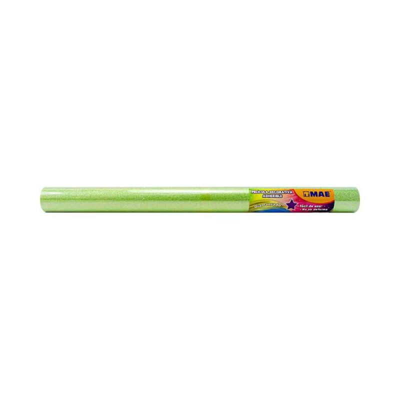 PLASTICO ADHERIBLE CON GLITTER MAE 45CMX3M VERDE LIMÓN