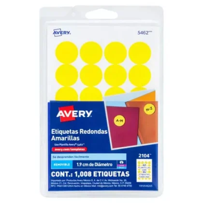 ETIQUETAS CIRCULARES AVERY 2104 1.9CM AM