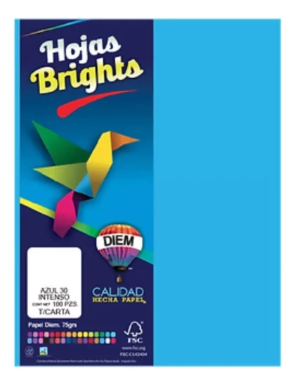 PAPEL BOND DIEM BRILL TAMAÑO CARTA AZUL INTENSO 30