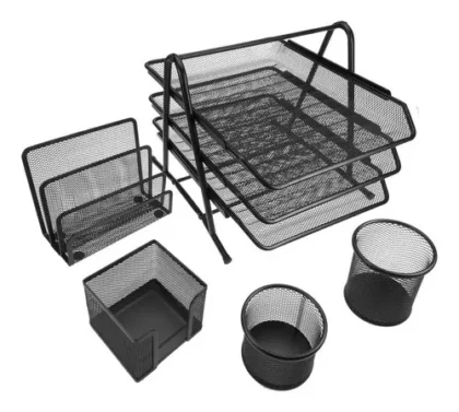 JUEGO DE ESCRITORIO MESH  AZOR SABLON  NEGRO