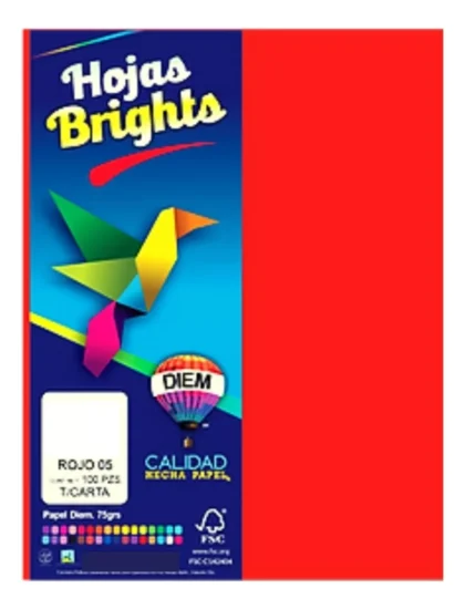 PAPEL BOND DIEM BRILL TAMAÑO CARTA ROJO 05