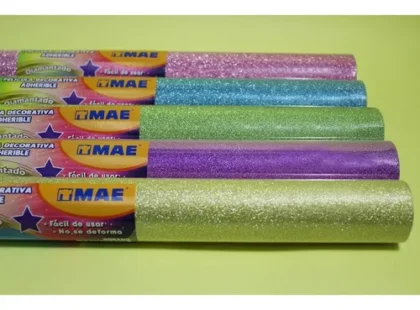 PLASTICO ADHERIBLE CON GLITTER MAE 45CMX3M MORADO