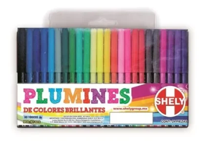 PLUMÍN SHELY COLORES BRILLANTES PAQUETE CON 24 PLUMINES