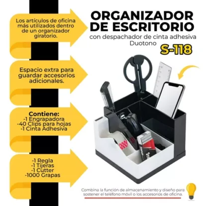 ORGANIZADOR ESCRITORIO PRINTAFORM NEGRO/BC CON A
