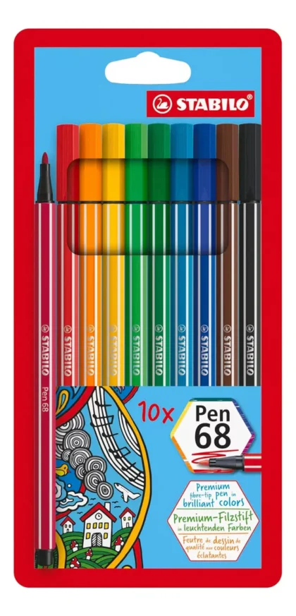 PLUMÍN STABILO PEN 68 ESTUCHE CON 10