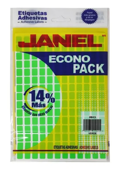 ETIQUETA JANEL ECO NO.1 VERDE 9X13 CON 1440