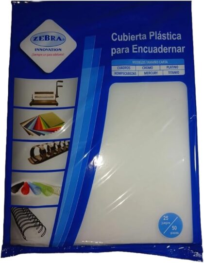 PASTA PARA ENGARGOLADO  ZEBRA TAMAÑO OFICIO KRISTAL POR JUEGO