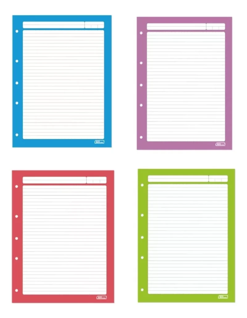 HOJAS PARA CARPETA CARTA PRINTAFORM RAYA COLOR 100 HOJAS