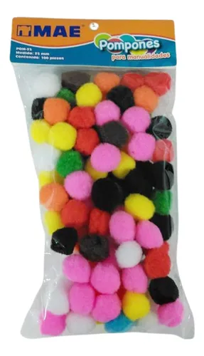 POMPONES DE COLORES MAE 45MM CON 30PZ