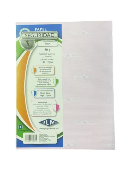 PAPEL SEGURIDAD JLM CARTA 44K ROSA