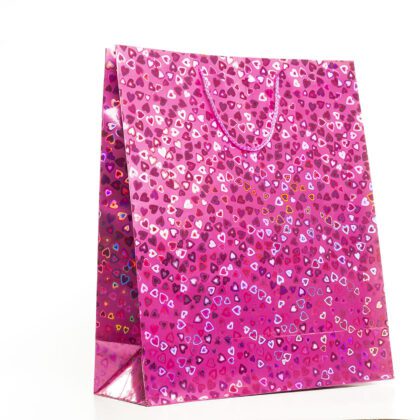 BOLSA PARA REGALO GALAS JANEL HOLOGRAFICA CIORAZONES MEDIANA