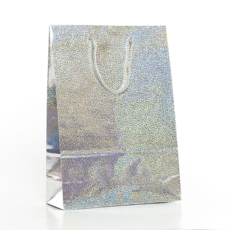 BOLSA PARA REGALO GALAS JANEL HOLOGRAFICA GRANDE PLATA