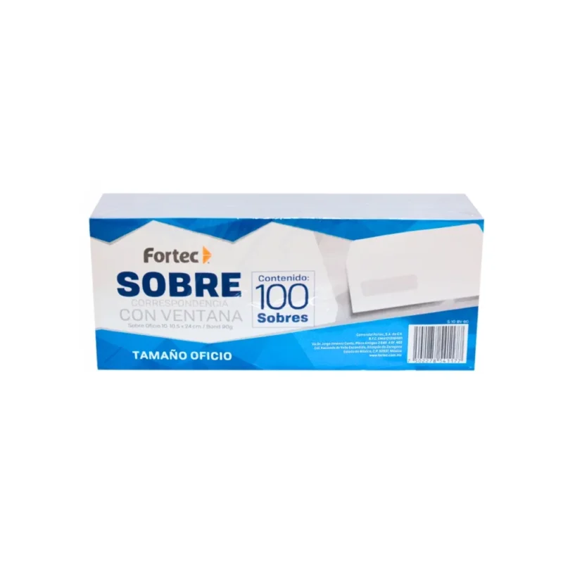 SOBRE CARTERA FORTEC CON VENTANA TAMAÑO OFICIO BLANCO