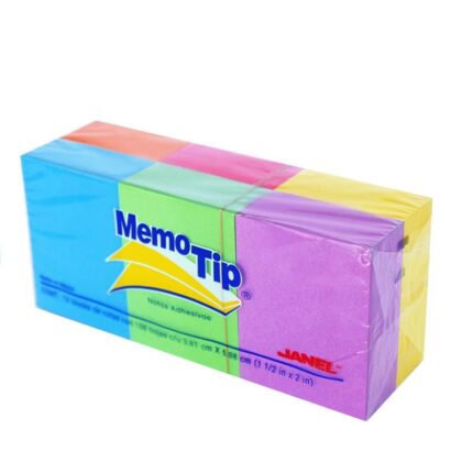 NOTAS ADHESIVAS MEMOTIP JANEL 1.5"X2" NEON 100H