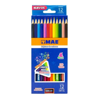 LÁPICES COLORES MAE TRIANGULARES LARGO CON 12