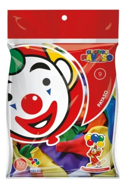 GLOBOS NO.9 PAYASO COLOR SURTIDO 100 PZ