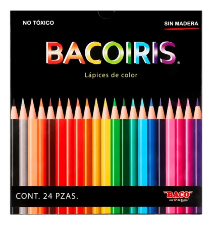 LAPICES COLORES BACOIRIS LARGOS CON ESTUCHE 24 COLORES
