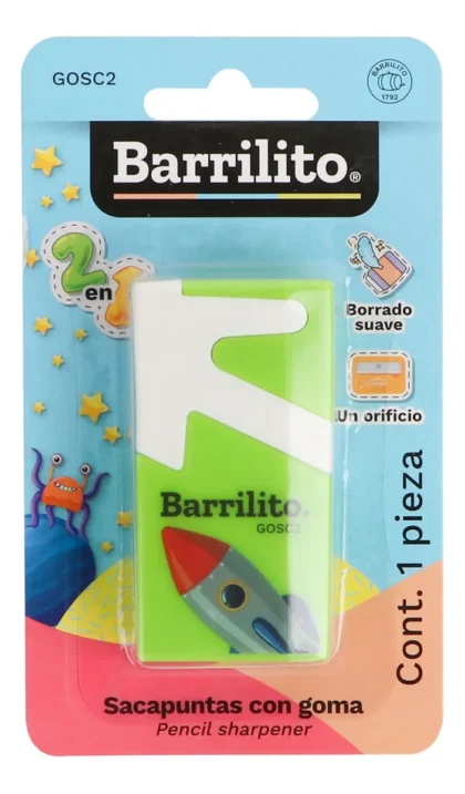 SACAPUNTAS BARRILITO CON GOMA EDICION ESPACIAL